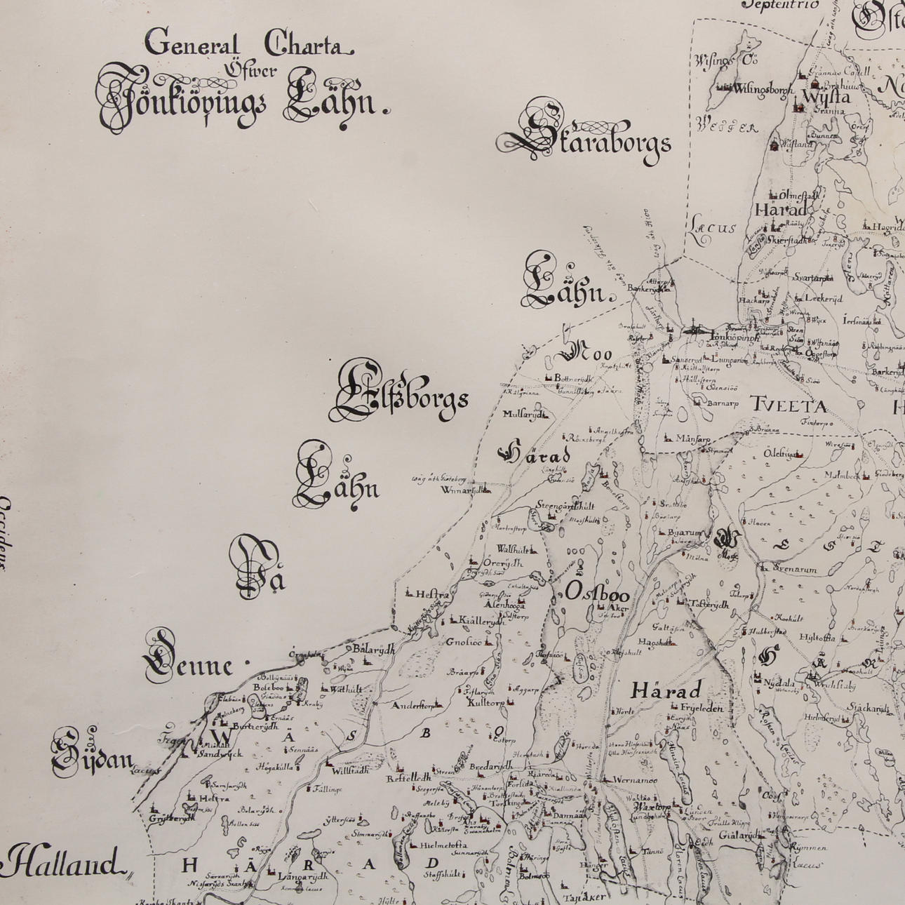 KARTA, General Charta öfver Jönkiöpings Lähn, 1800-tal.