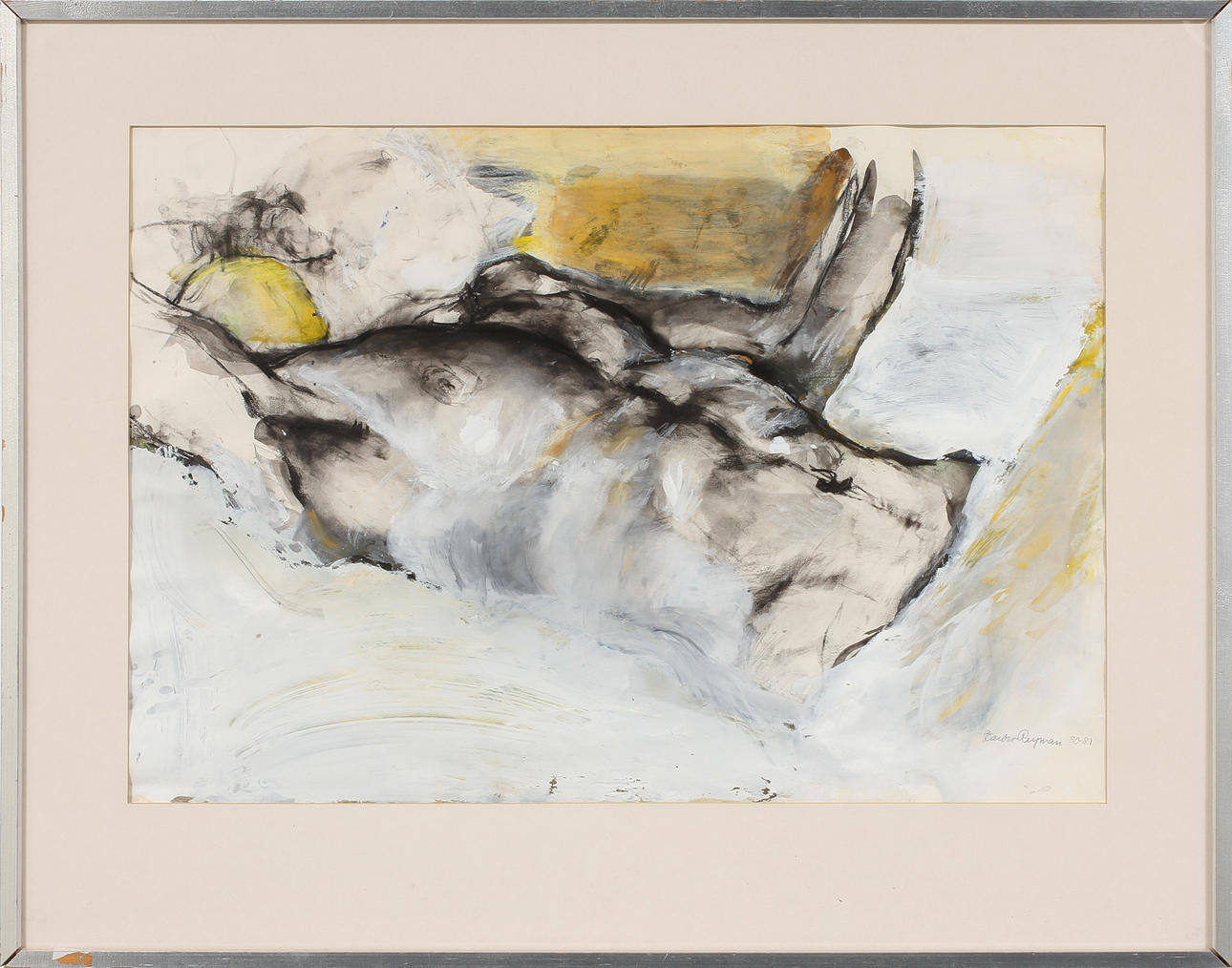 BARBRO REYMAN. Fisk och citron, blandteknik, signerad 80-81.