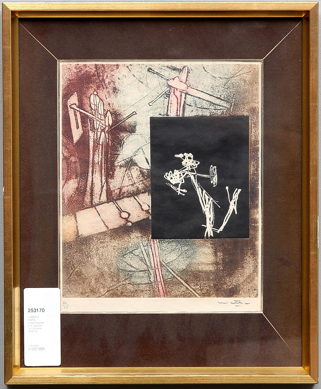 ROBERTO MATTA. Litografi/blandteknik, signerad och numrerad VII/XV.