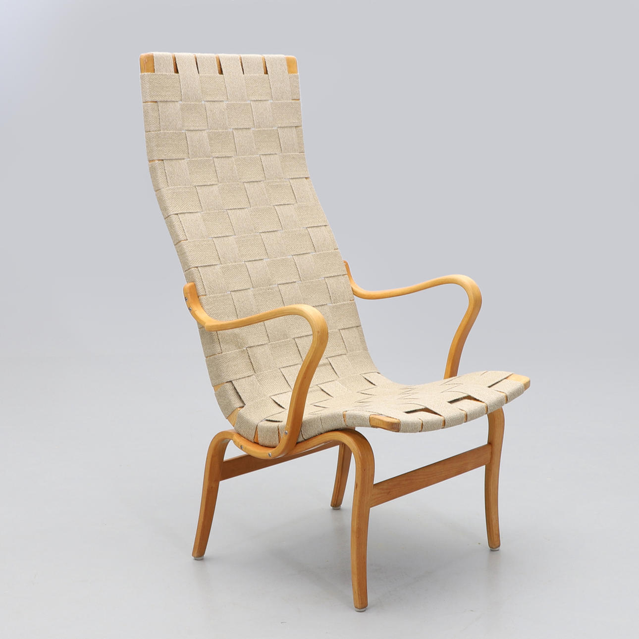 BRUNO MATHSSON. Armchair. "Eva Hög", Firma Karl Mathsson, dated 41.