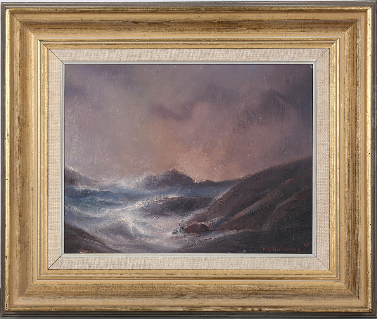 KARL GUSTAV HOLMBERG. Storm på nordsjön. Olja på pannå, signerad och daterad -60.