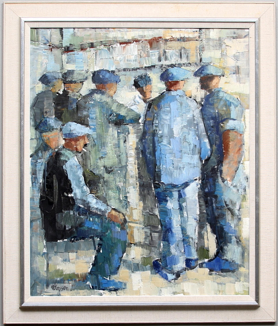 OLLE LARSSON. "Arabcafé i Marseille". Olja på duk, signerad.