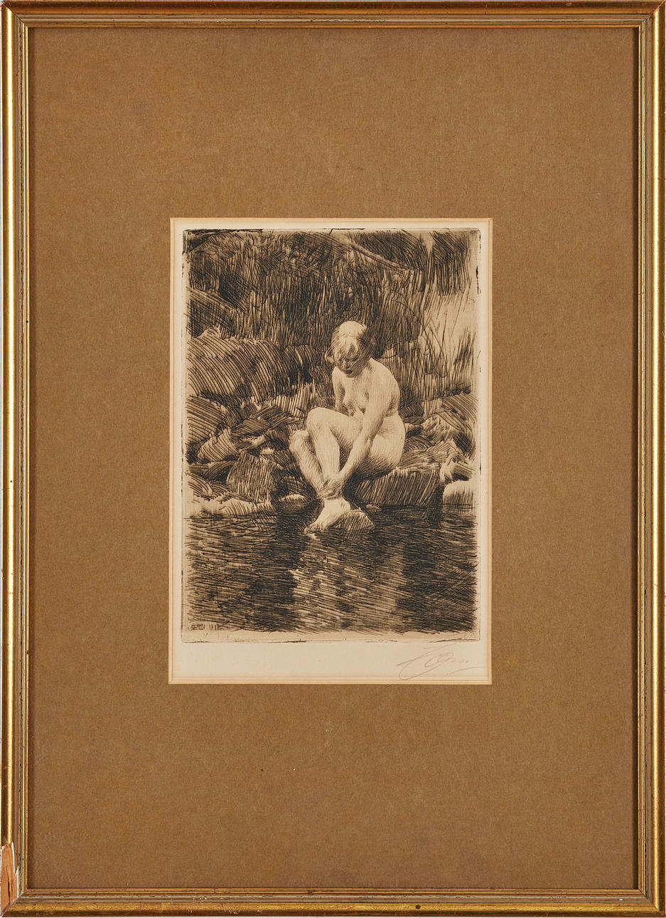 ANDERS ZORN. "Days", etching 1912, 24.8 x 17.8 cm.