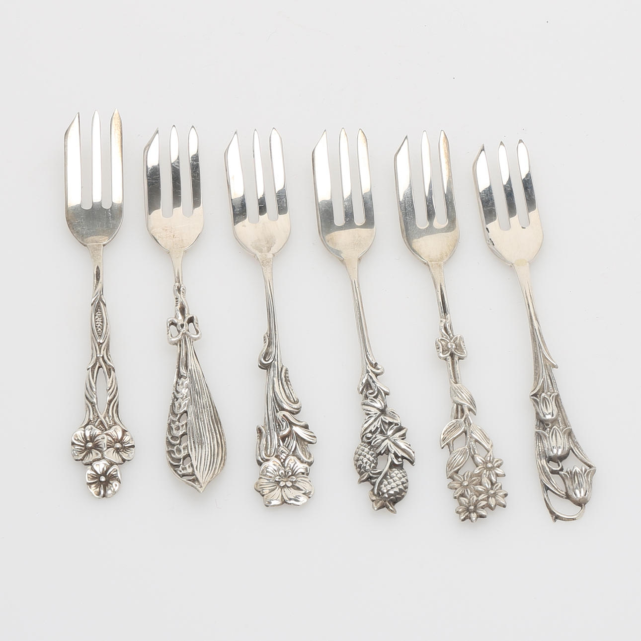 BAKELSEGAFFLAR, 6 st, silver, Svenska floran, 105 gram.