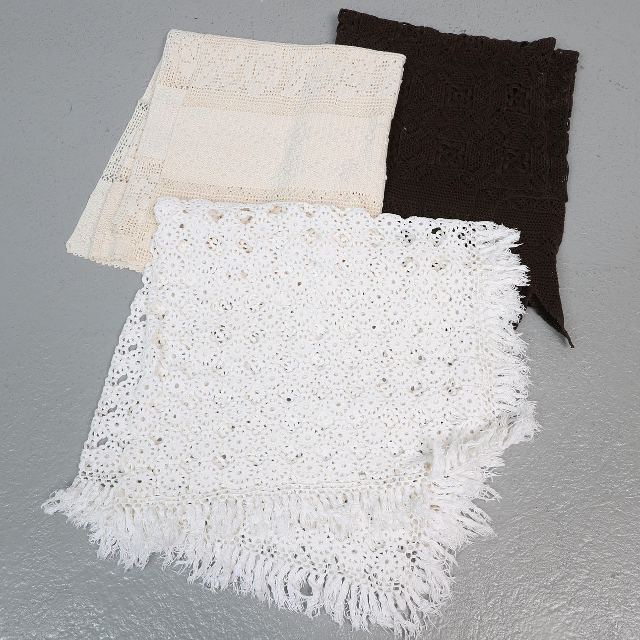 ÖVERKAST & FILT, 3 st, virkade.