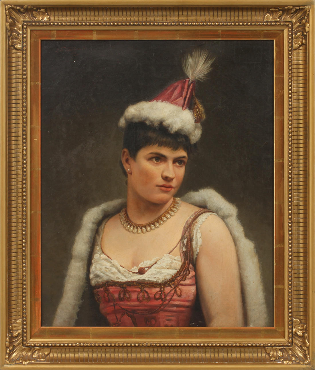 OIDENTIFIERAD KONSTNÄR. Cabaretflicka. Olja på duk, signerad och daterad 1888.