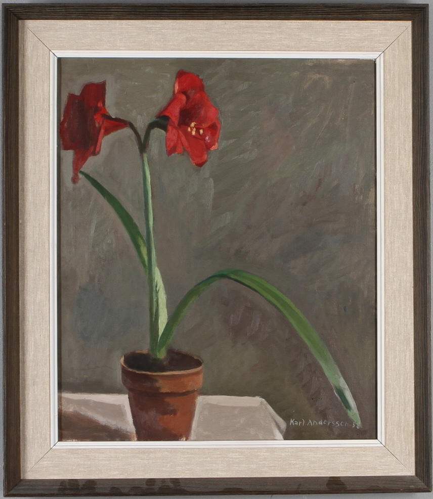 KARL ANDERSSON. Amaryllis, olja på duk, signerad samt daterad -58.