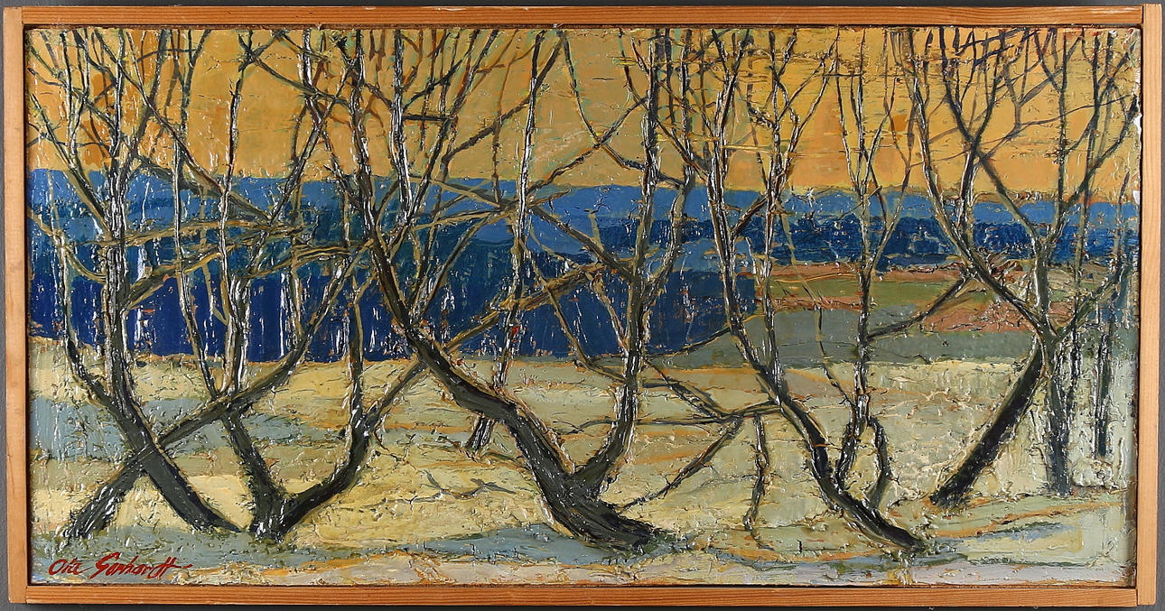 OLA GERHARDT. Olja på pannå, signerad.