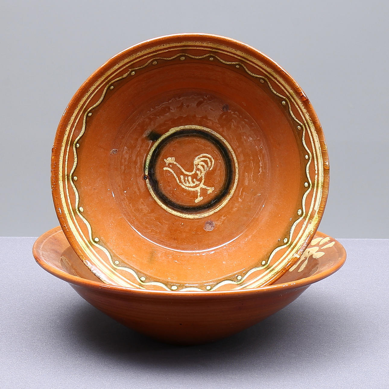 BOWLS, 2 pcs, earthenware, Sweden 19th-20th century.