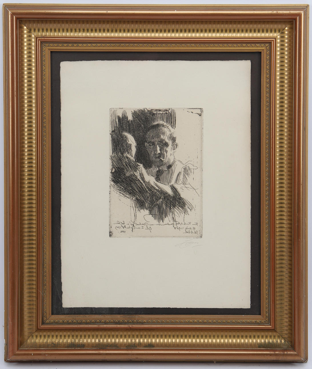 ANDERS ZORN. "Prince Paul Troubetzkoy II", etching, signed Zorn, executed in 1909.