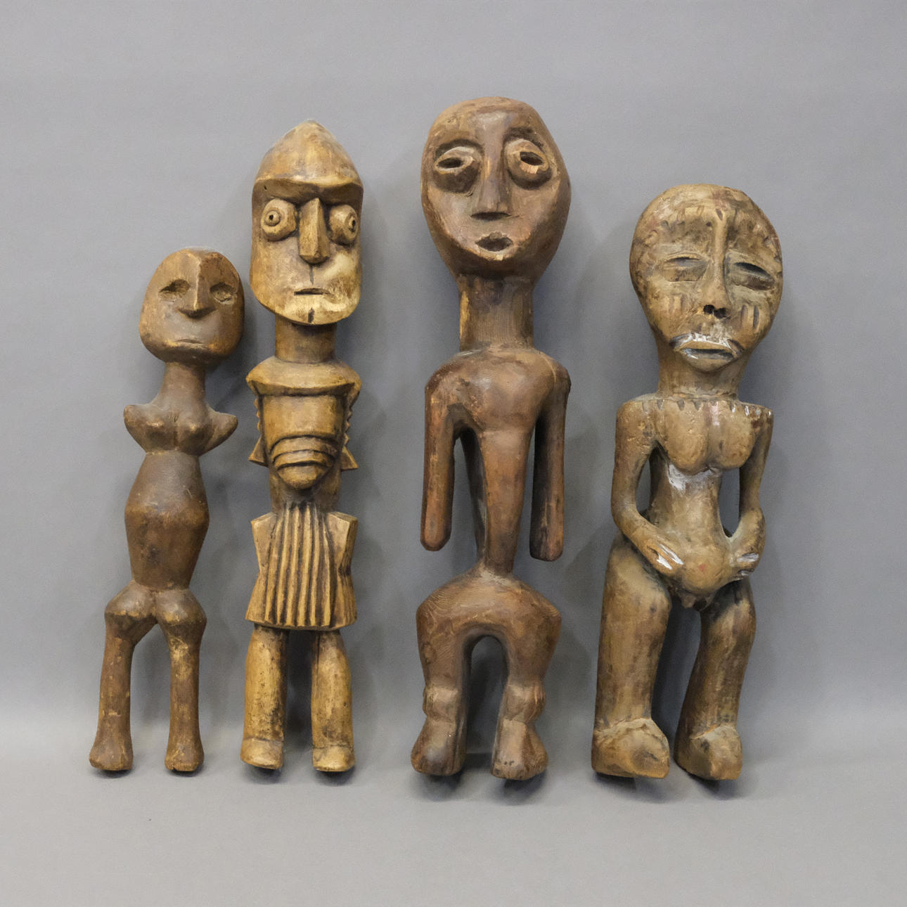 FOUR BWAMI SCULPTURES, LEGA PEOPLE, CONGO.
