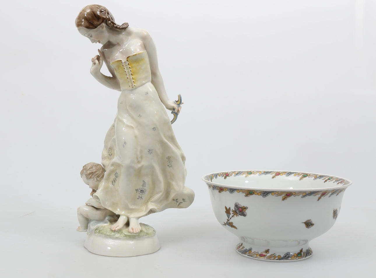 FIGURIN OCH SKÅL, porslin, Hutschenreuther, 1900-tal.