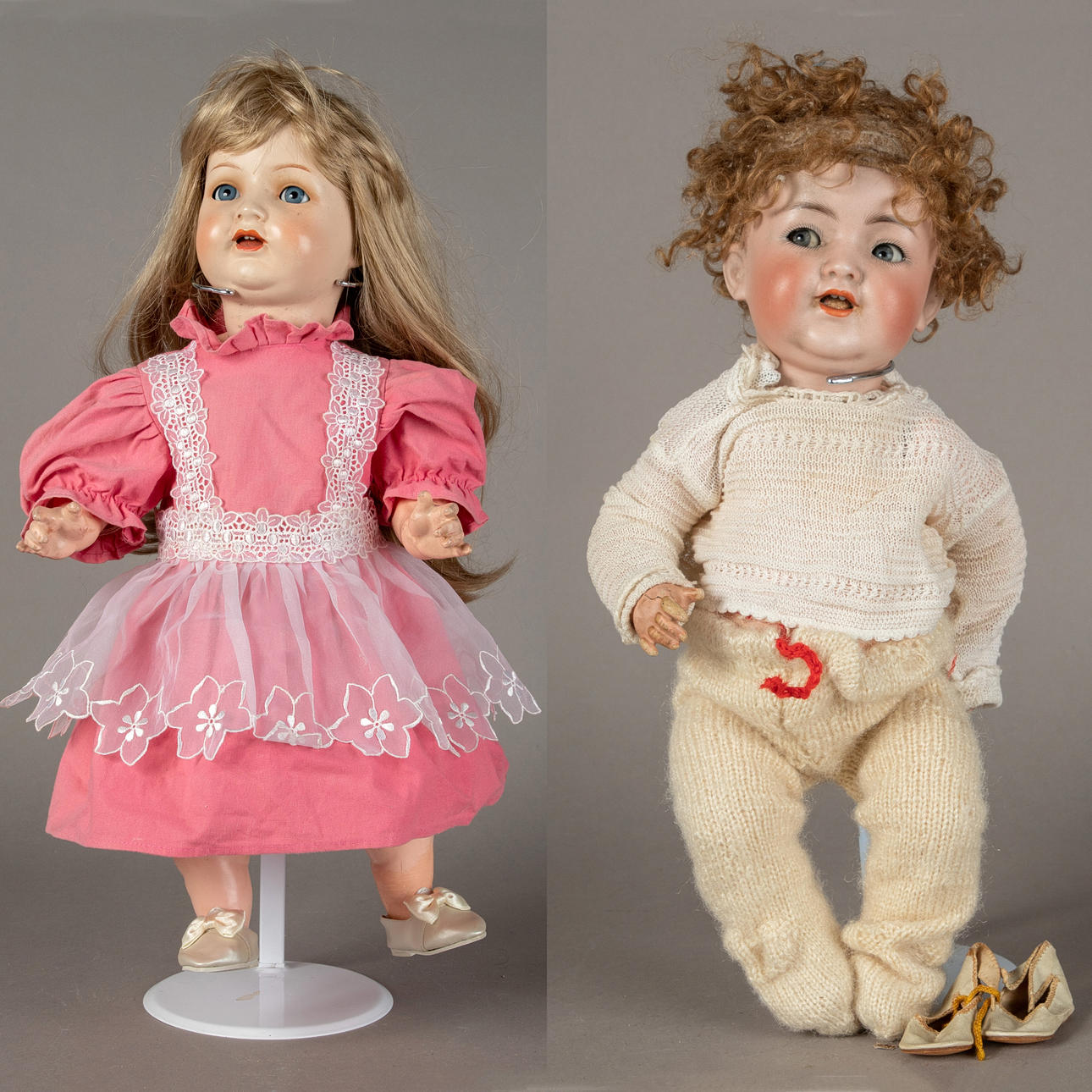 SIMON & HALBIG / FRANZ SCHMIDT & CO. Two dolls around 1920s.