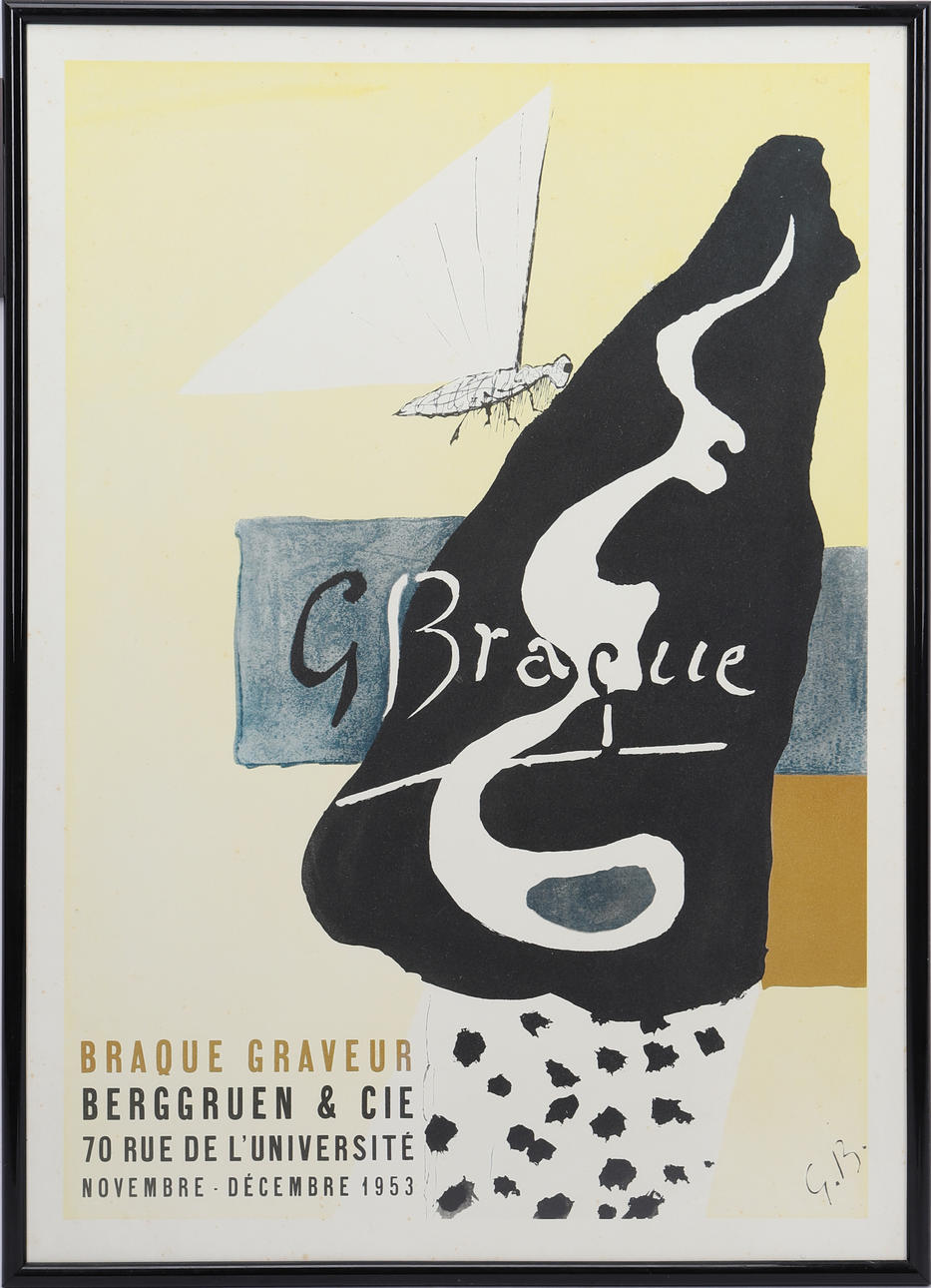 GEORGES BRAQUE. Jälkeen. Litografinen näyttelyjuliste, 1953.
