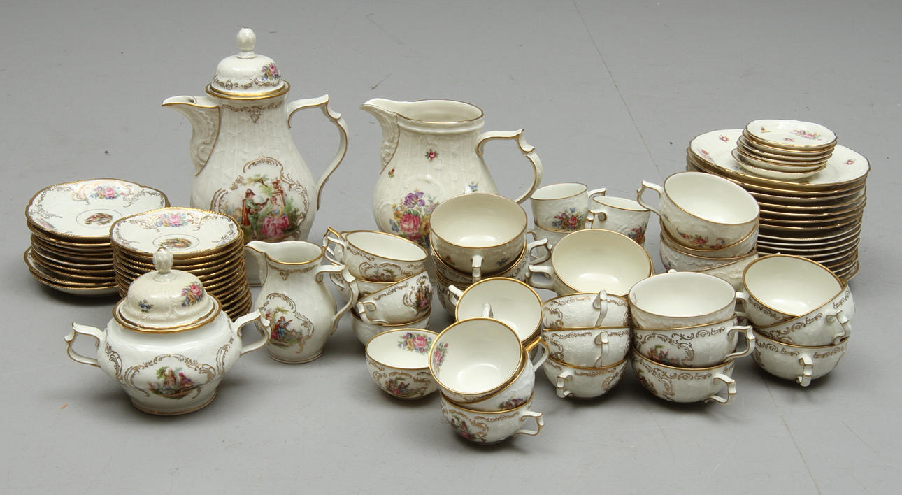 KAFFESERVIS, ca 50 delar, porslin, "Sanssouci", Rosenthal.