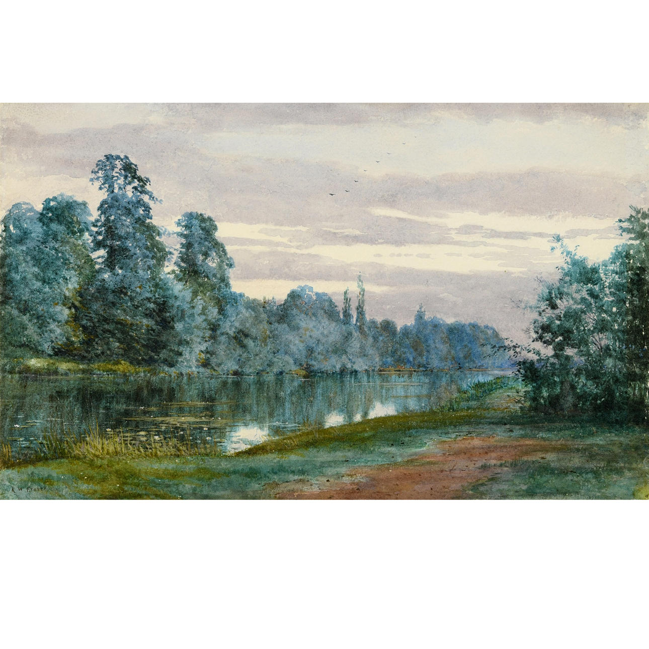 ROBERT WINTER FRASER (1848-1906). RIVER LANDSCAPE VIEW.