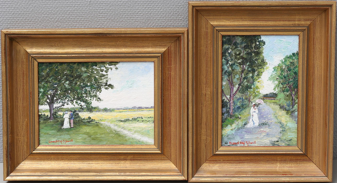 BERNDT OLOF SJÖWALL. Olja på pannå, 2 st, signerade.
