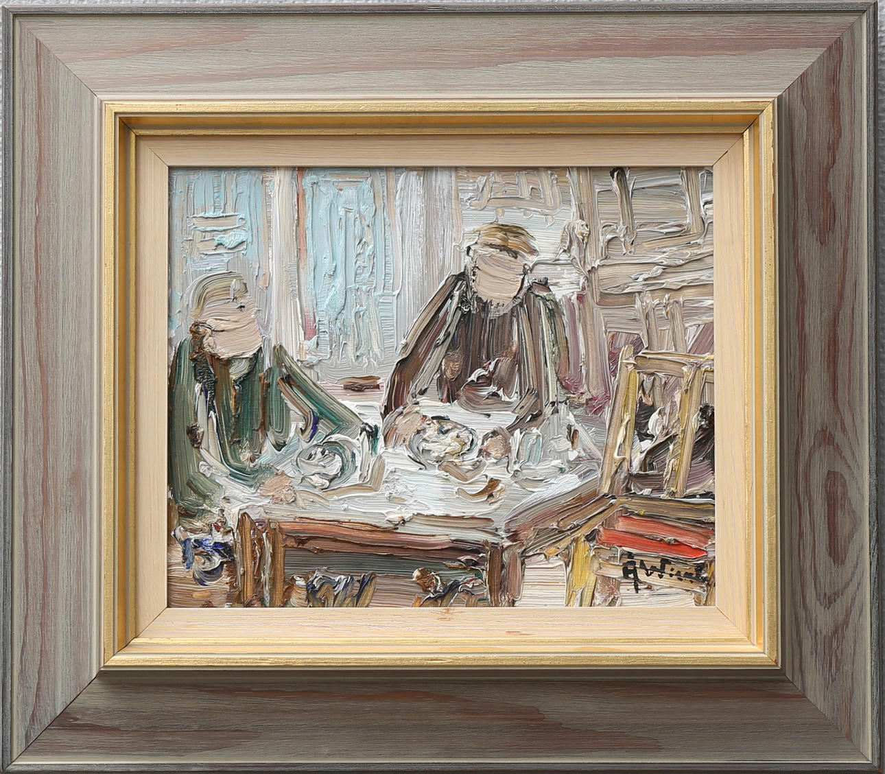 ÅKE WICKSTRÖM. Interiör. Olja på pannå, signerad.