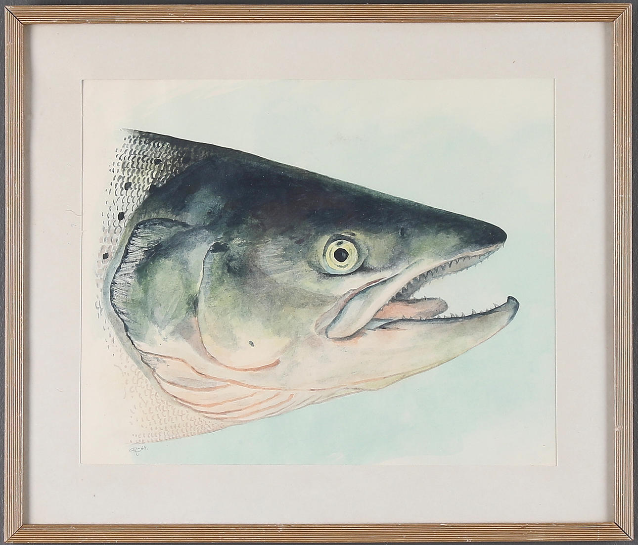 ROLF LIDBERG. Lax, akvarell, signerad och daterad, -64.