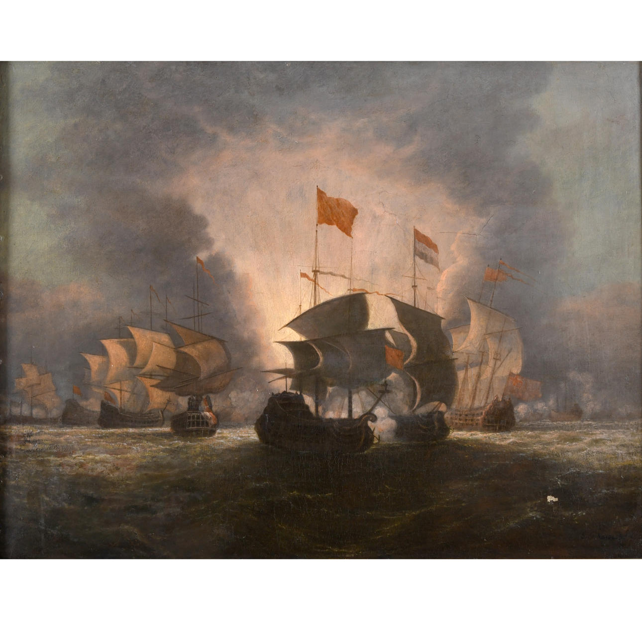 IN THE MANNER OF SIMON JACOBSZ. DE VLIEGER (C.1601-1653). A SEA BATTLE.