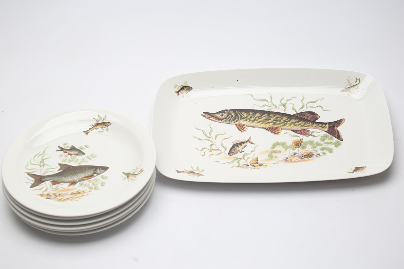 FISKSERVIS, 7 delar, Rörstrand.