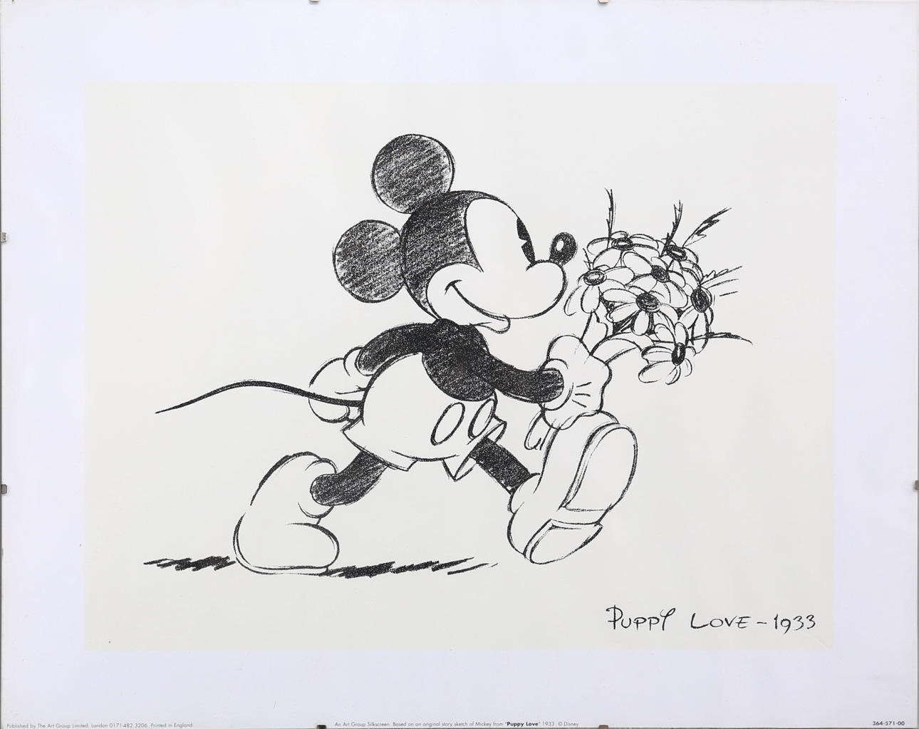"PUPPY LOVE", Mickey Mouse, tryck.