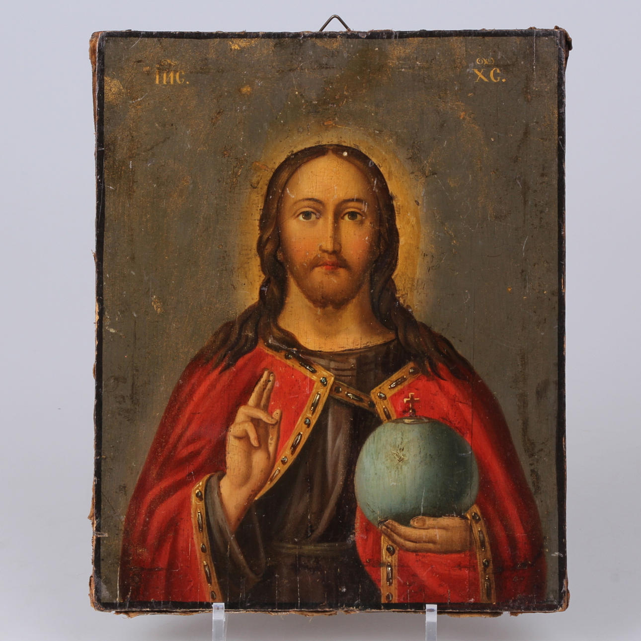 IKON, Kristus Pantokrator. Sannolikt Ryssland, sent 1800-tal.