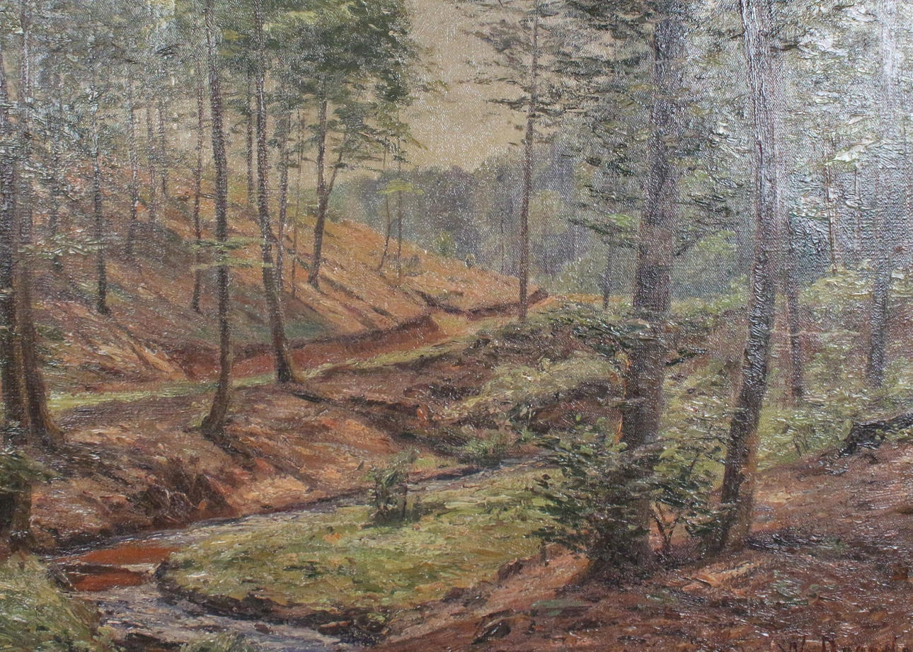 WILHELM DEGODE (1862-1931). Oil on panel, Eifel Forest.