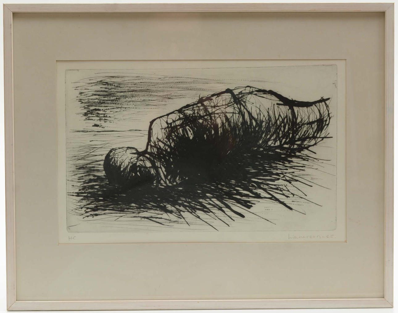 BENGT HINNERSON. Lying person. Etching.