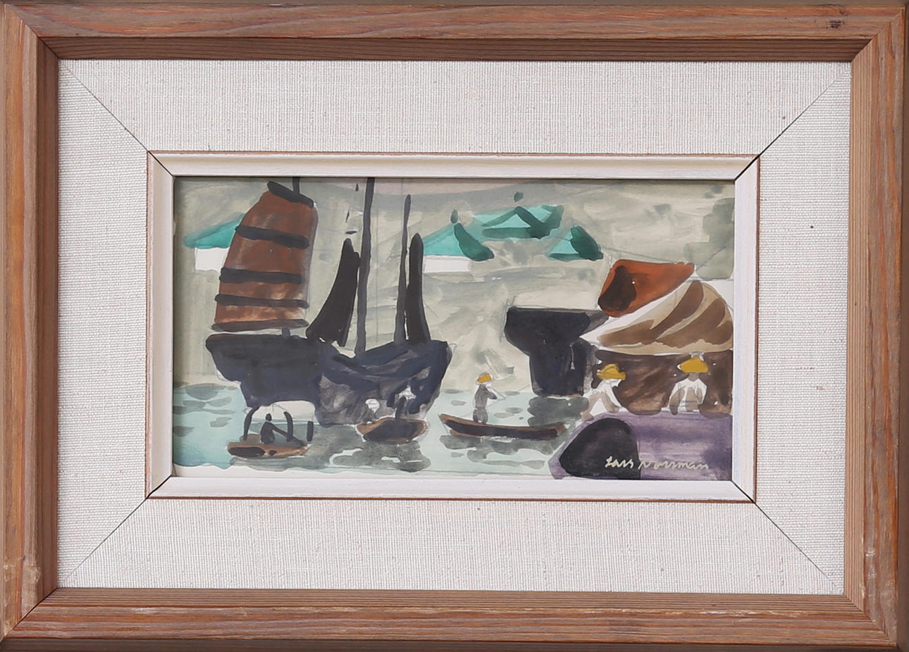 LARS NORRMAN. Blandteknik, "Hong Kong", signerad.