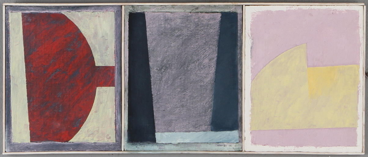 HÅKAN BULL. Triptyk, samramade, blandteknik på pannå, signerad.