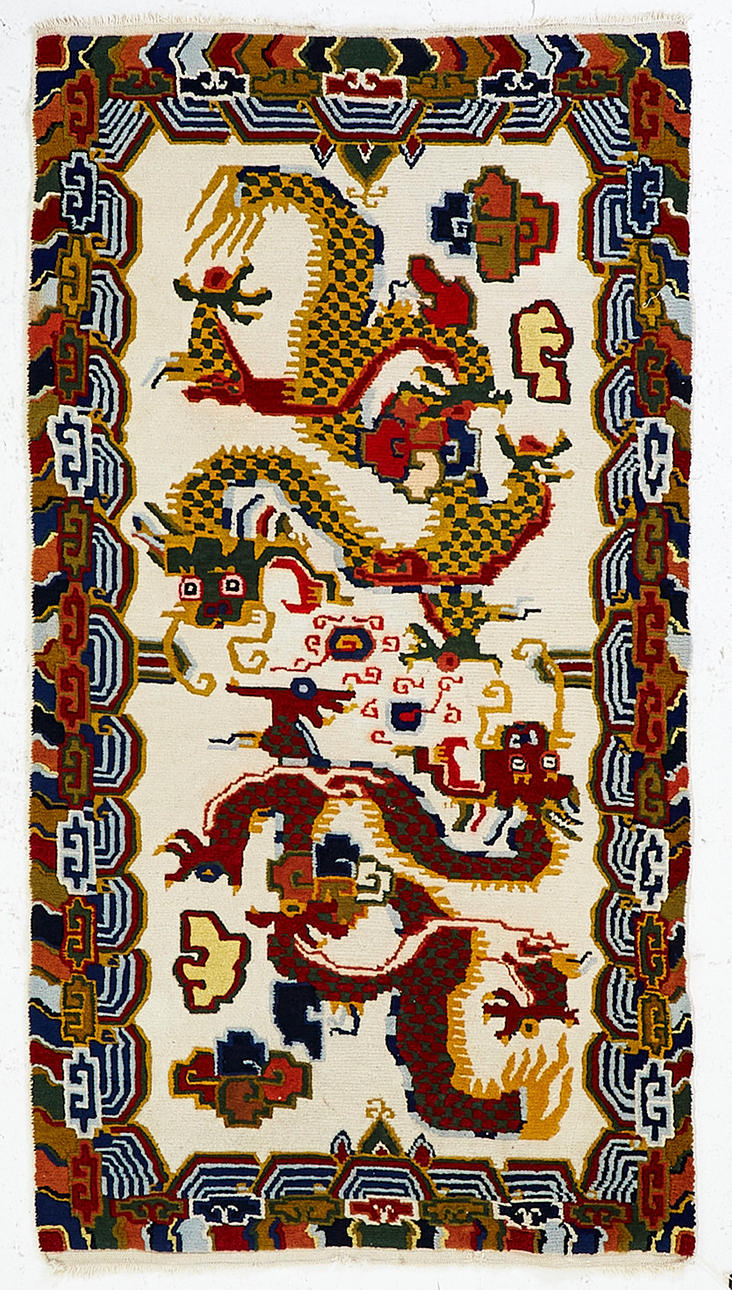 ALFOMBRA, vieja, Tíbet.