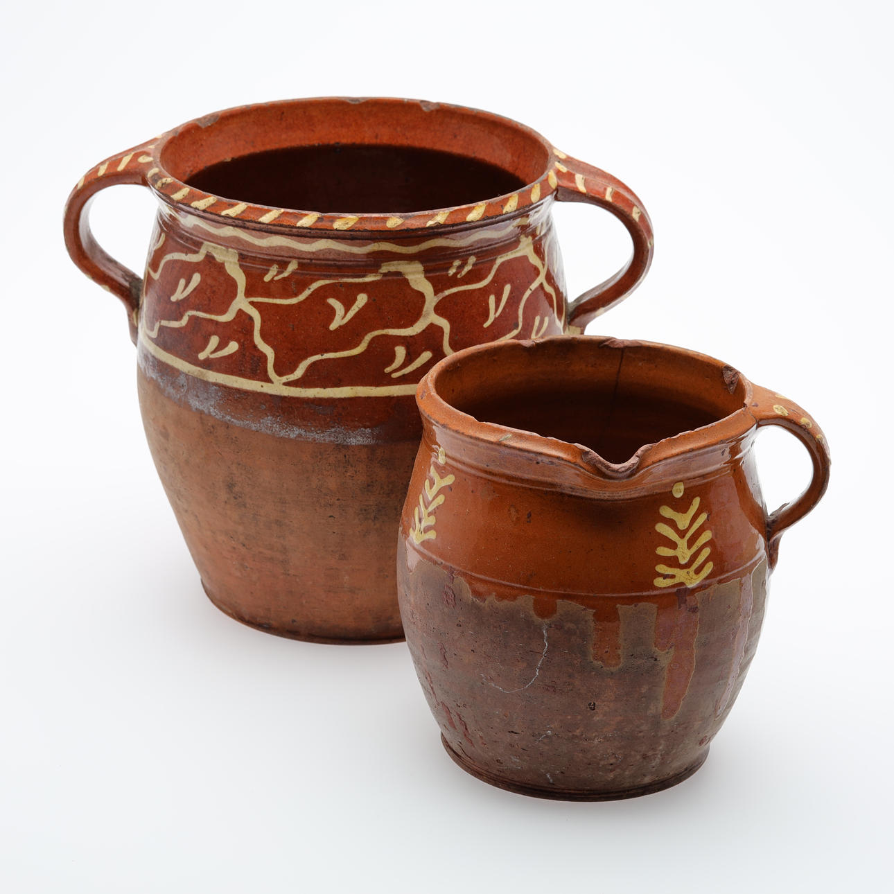 CLAY MUGS 2 pcs 19th century Scania.