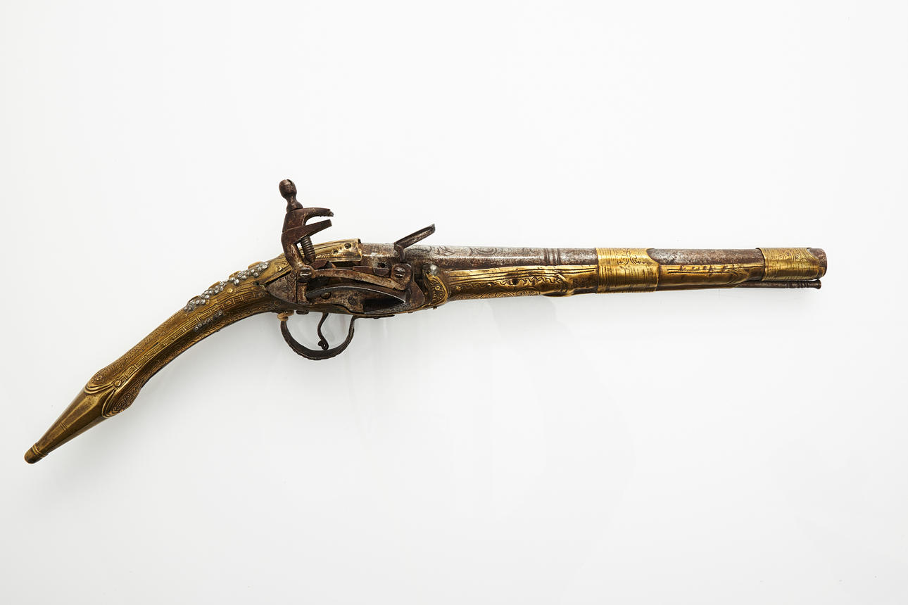 SNAP PISTOL, Albanian, so-called rat tail pistol, the stock is fully ...