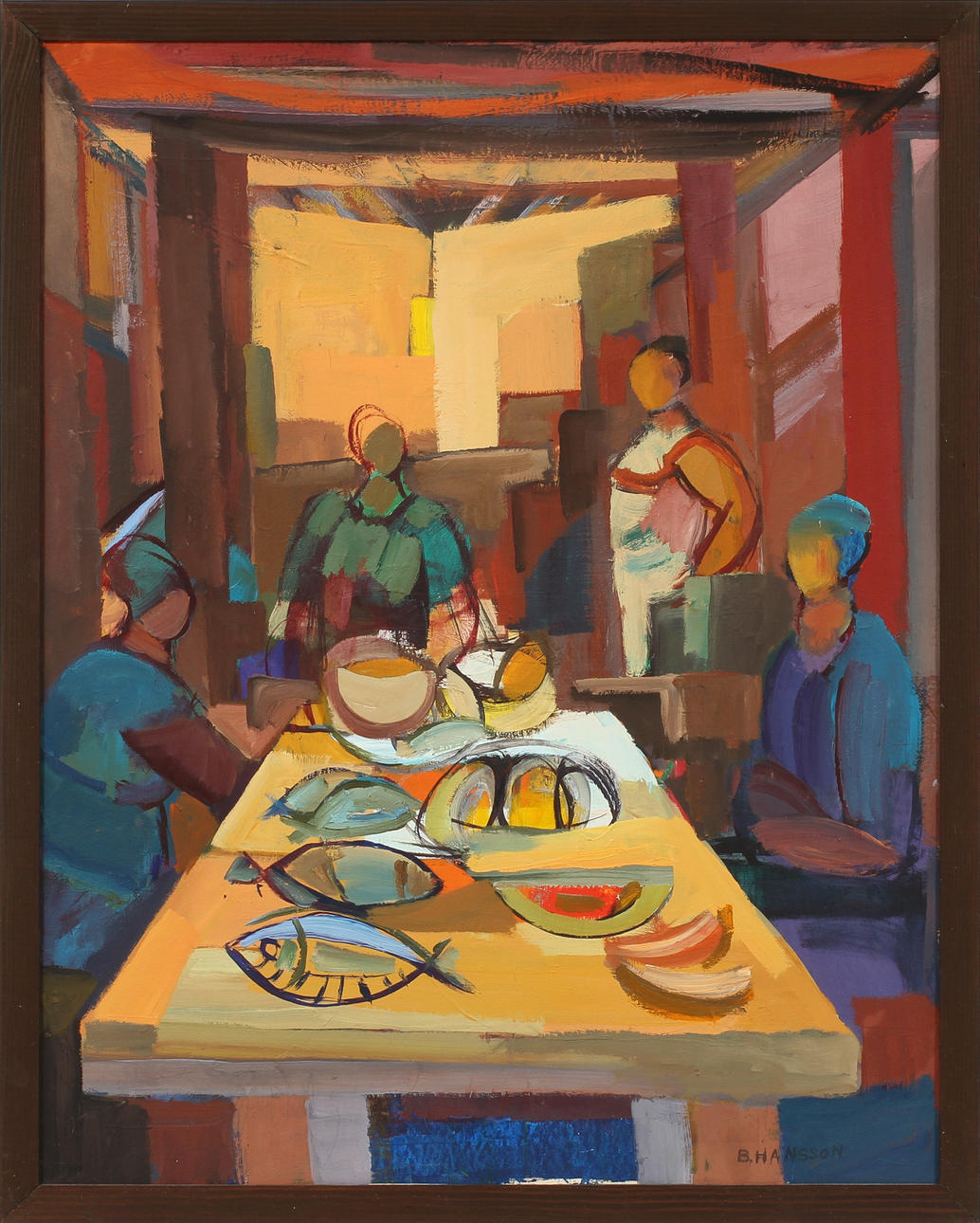 BRITA HANSSON. Figurer, olja på papp, signerad.