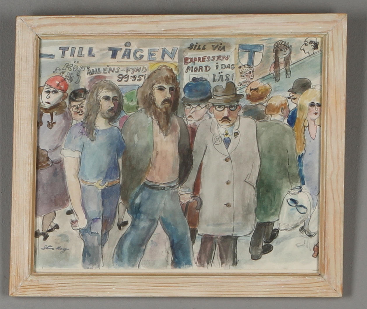 STURE HAAG. I tunnelbanan, akvarell, signerad.