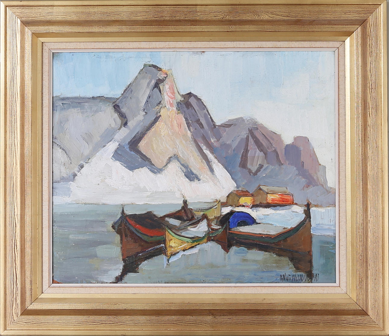 KNUT NORMAN. Motiv från Lofoten, olja på pannå, signerad.