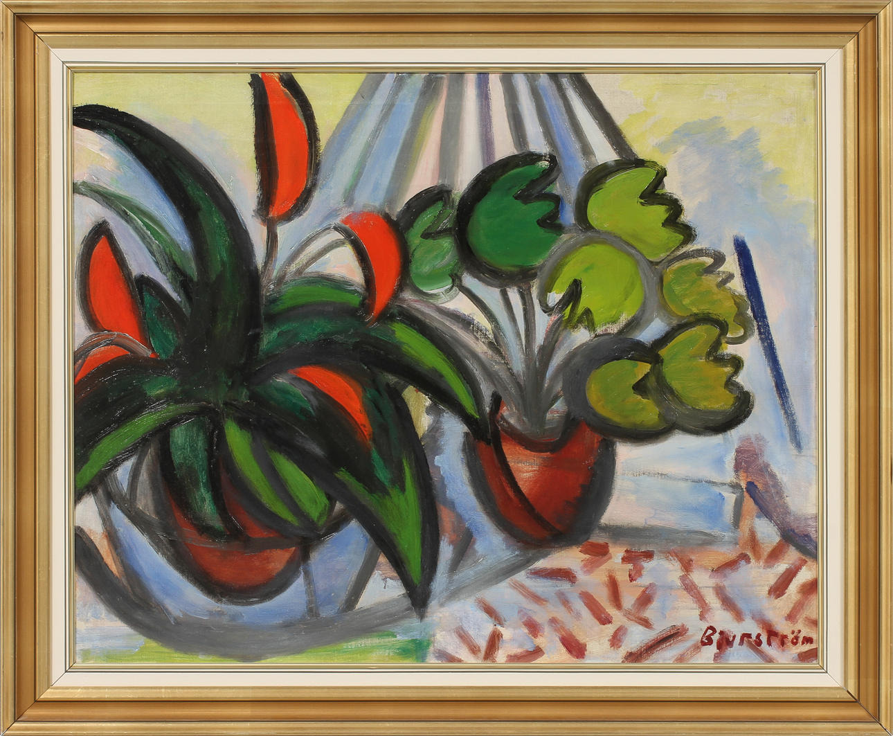 TOR BJURSTRÖM. Blomsterstilleben, olja på duk, signerad.