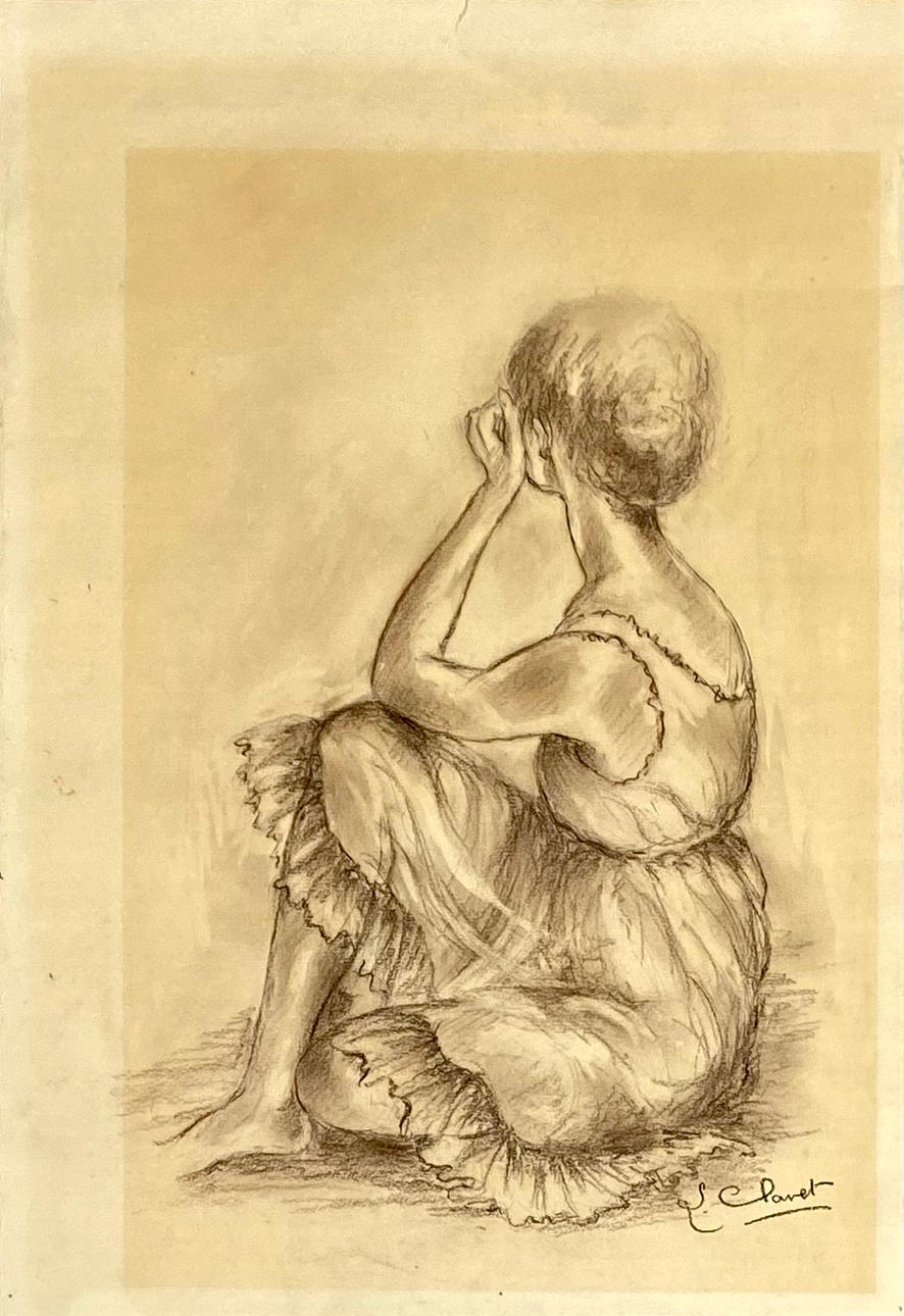 CLARET. MUJER SENTADA.CARBONCILLO SOBRE PAPEL.