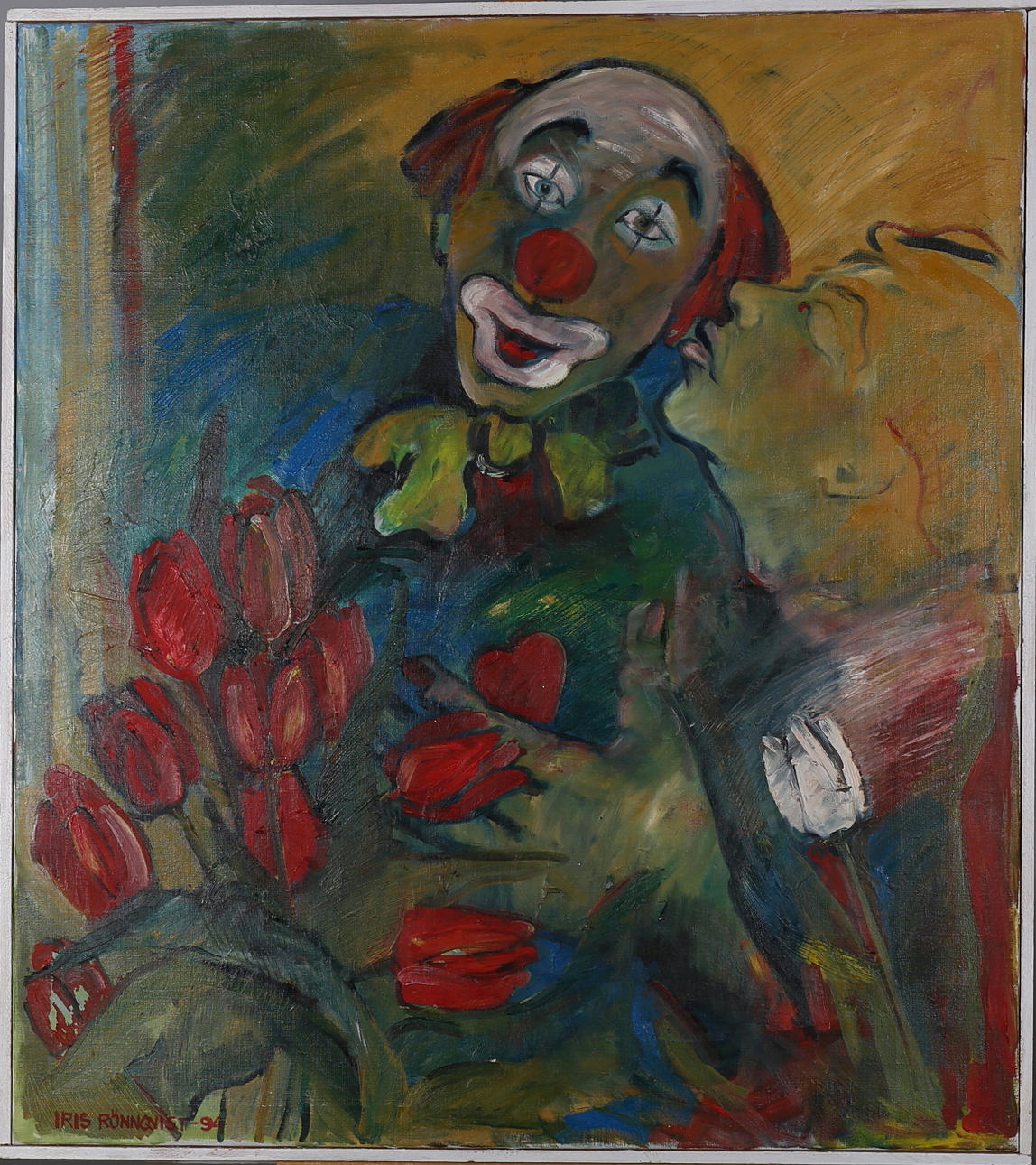 IRIS RÖNNQVIST. Clown, olja på duk, signerad och daterad.
