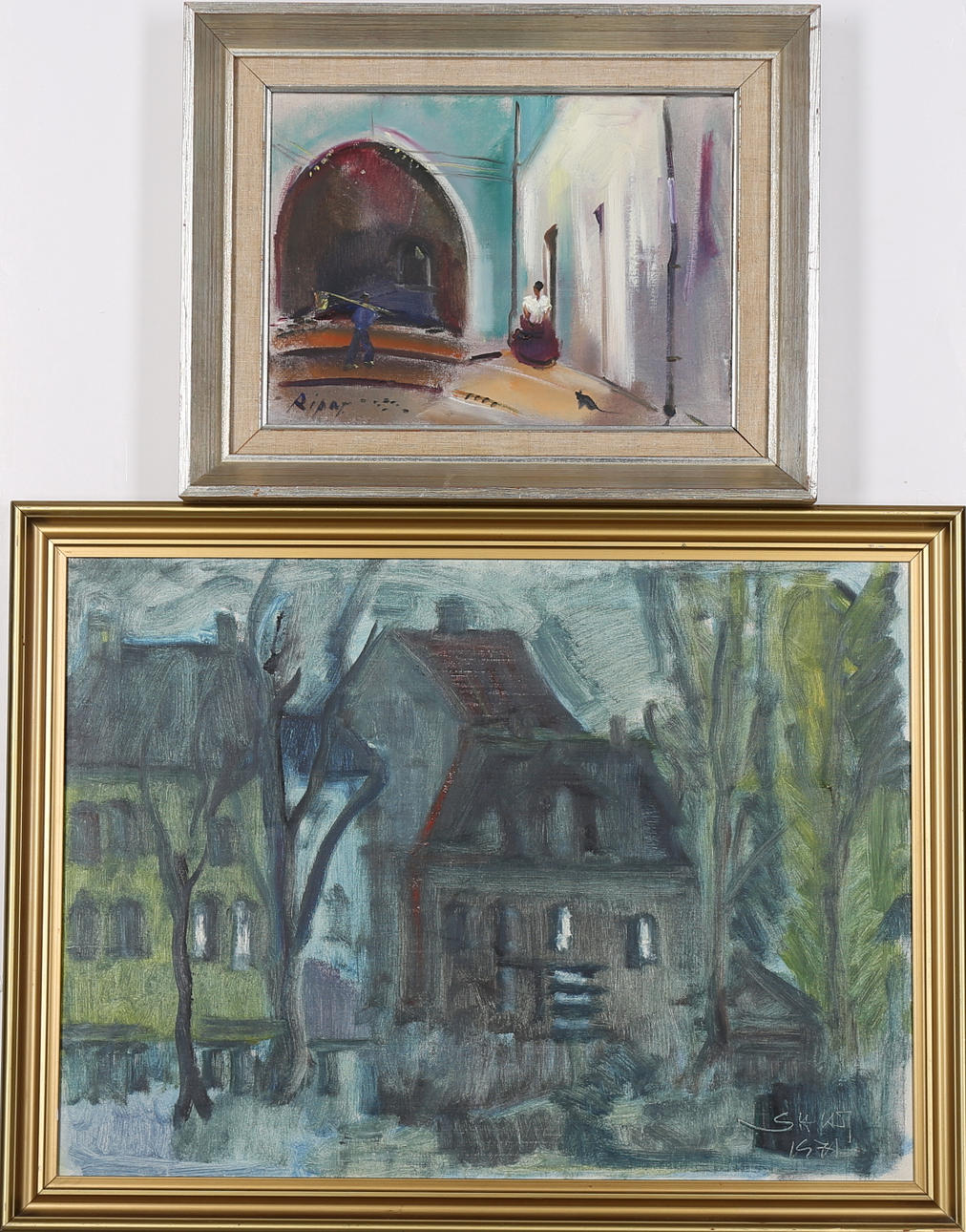 HANS RIPA. Parti tavlor, 2 st, olja på duk, bl a signerad Ripa.