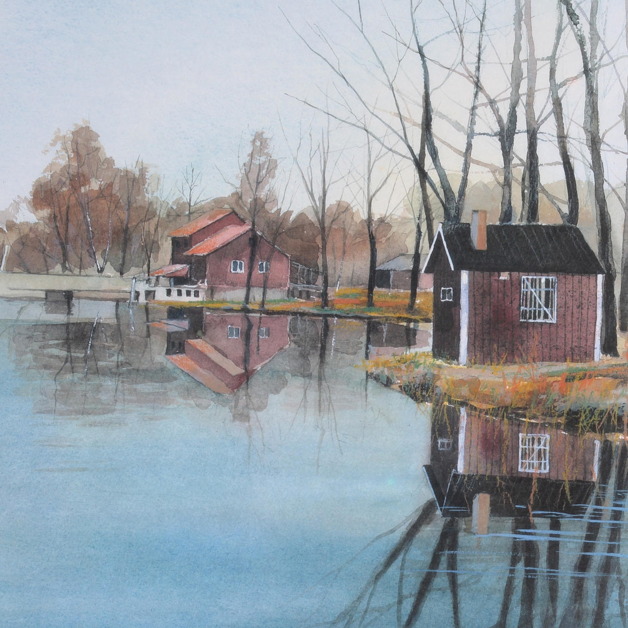 BORIS ZATS. Färglitografi, "Vid kvarnen", signerad samt numrerad EA 9/15.