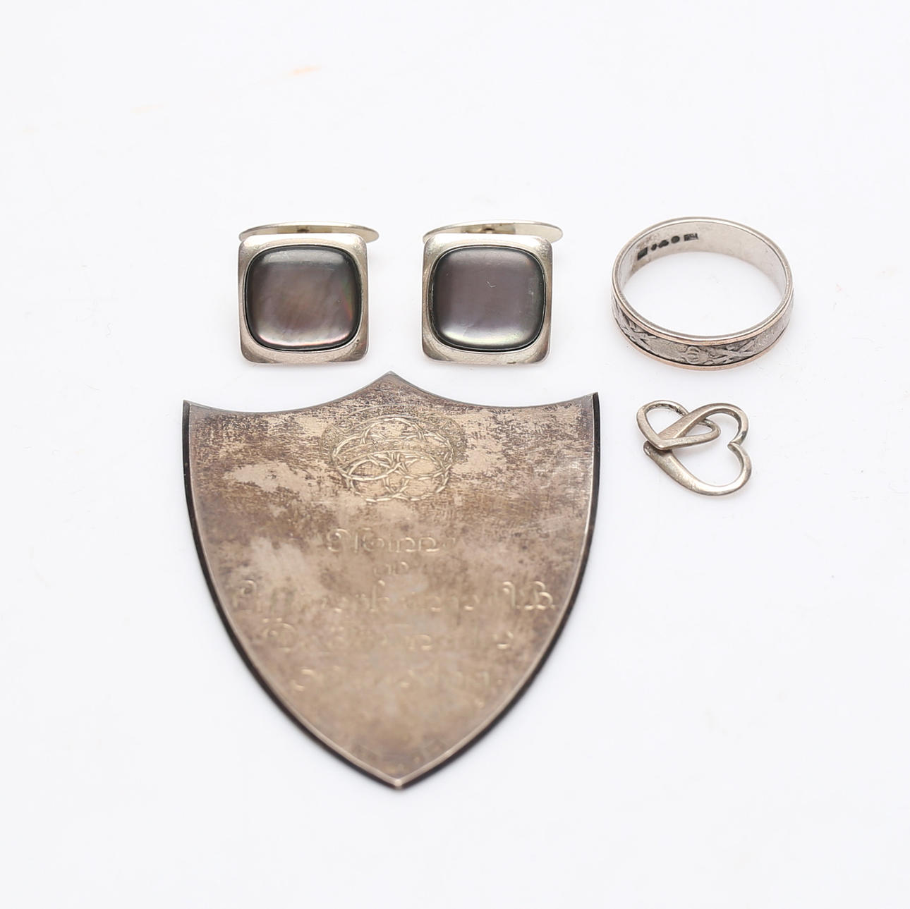 SILVER OBJECTS, 4 parts, total weight approx. 50.7 grams.