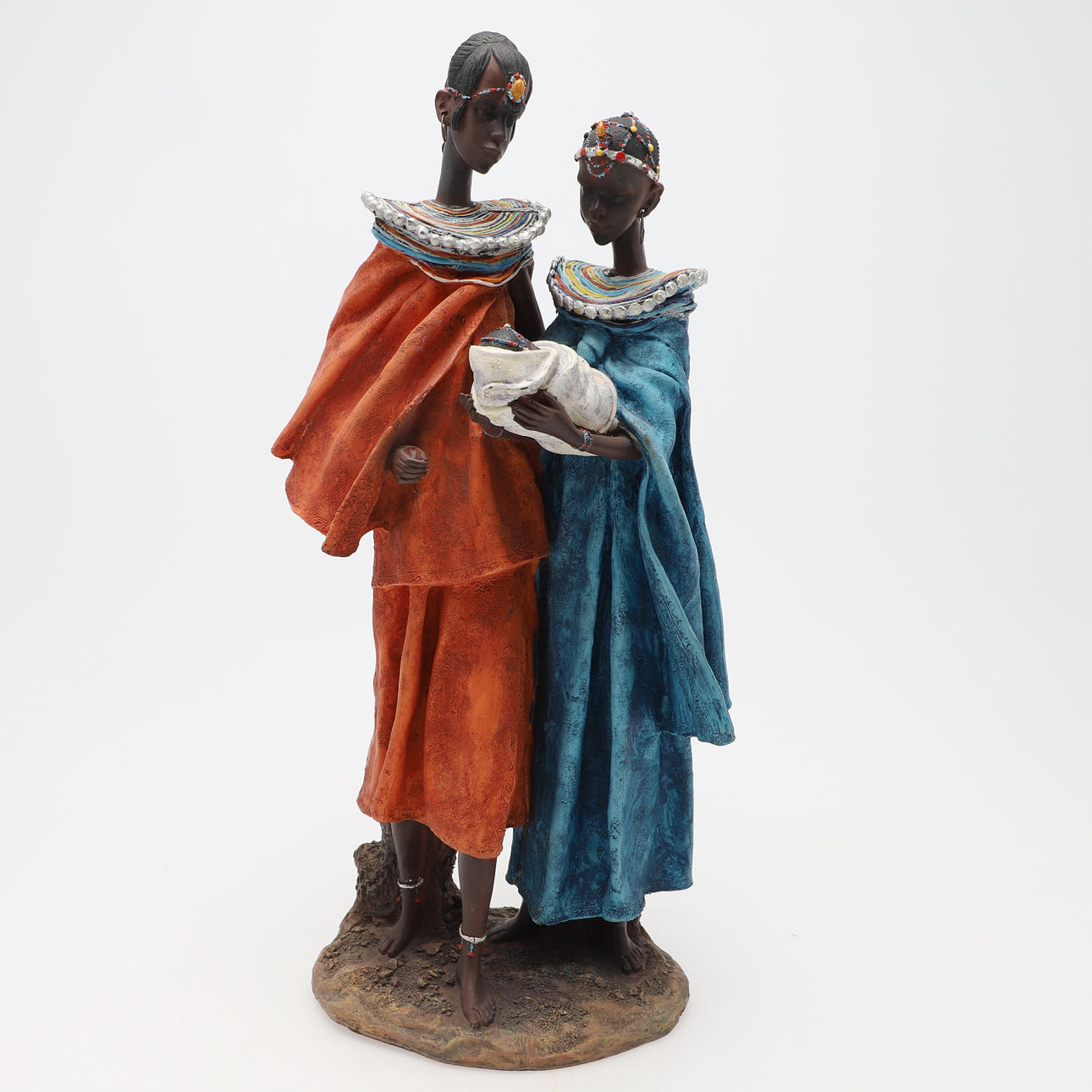 SKULPTUR, Paar mit Kind, Plastik, Afrika.