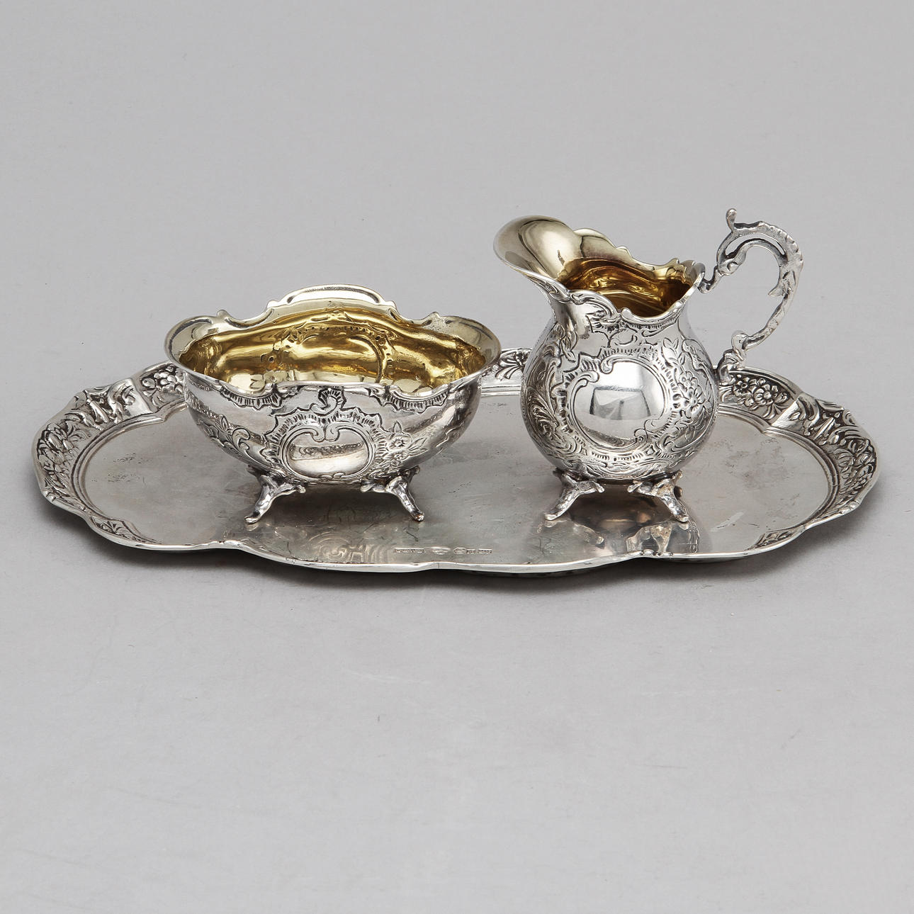 GRÄDDUPPSATS, silver, 3 delar, GEWE 1965, ca 360 gram.