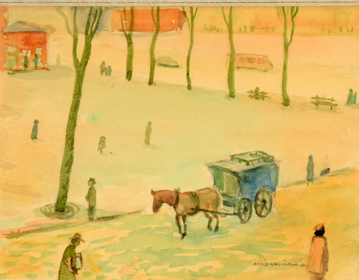 ARVID WALLINDER. Akvarell.