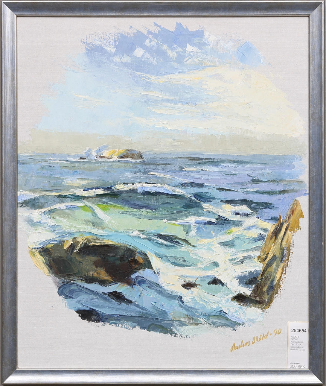 ANDERS SKÖLD. Kustlandskap. Olja på duk. Signerad och daterad -90.