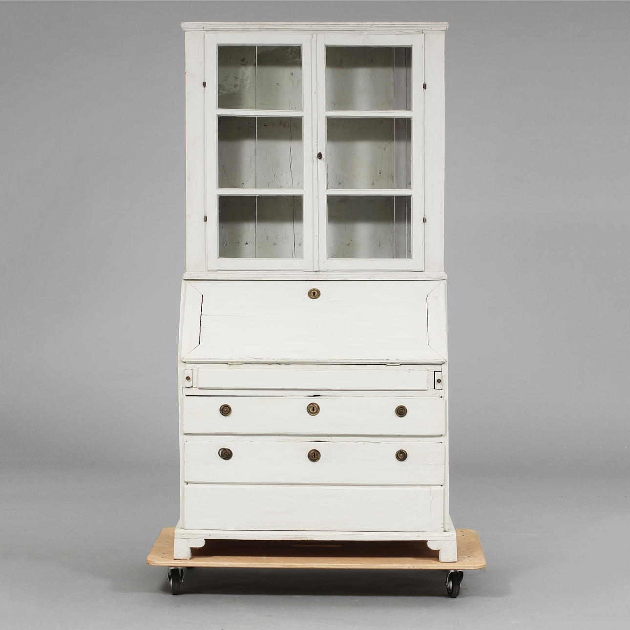 SKRIVSKÅP med VITRIN, allmoge 1800-tal.