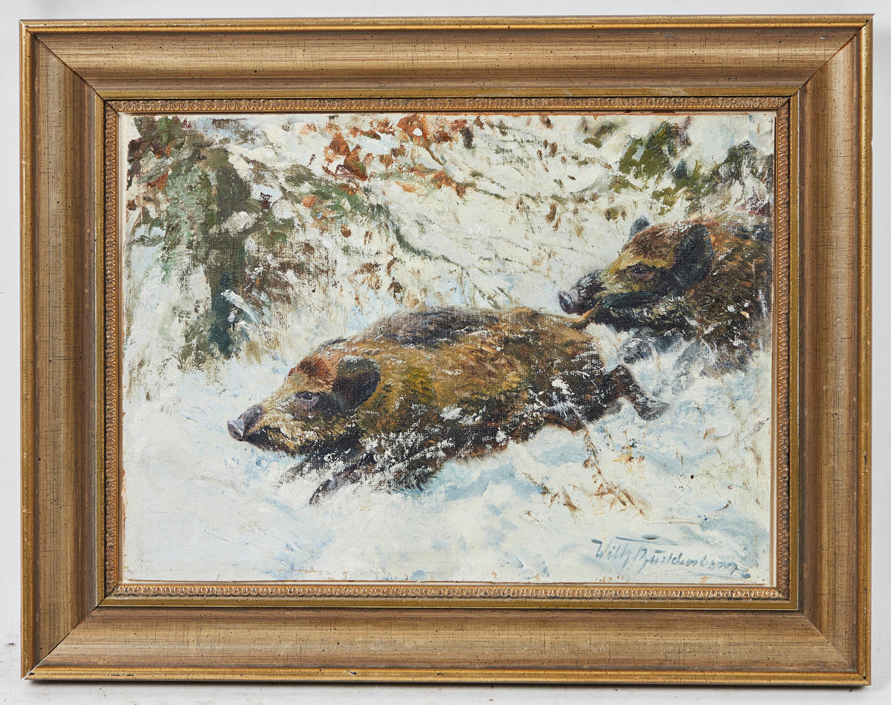 WILHELM BUDDENBERG. Gemälde, Wildschweinrotte.