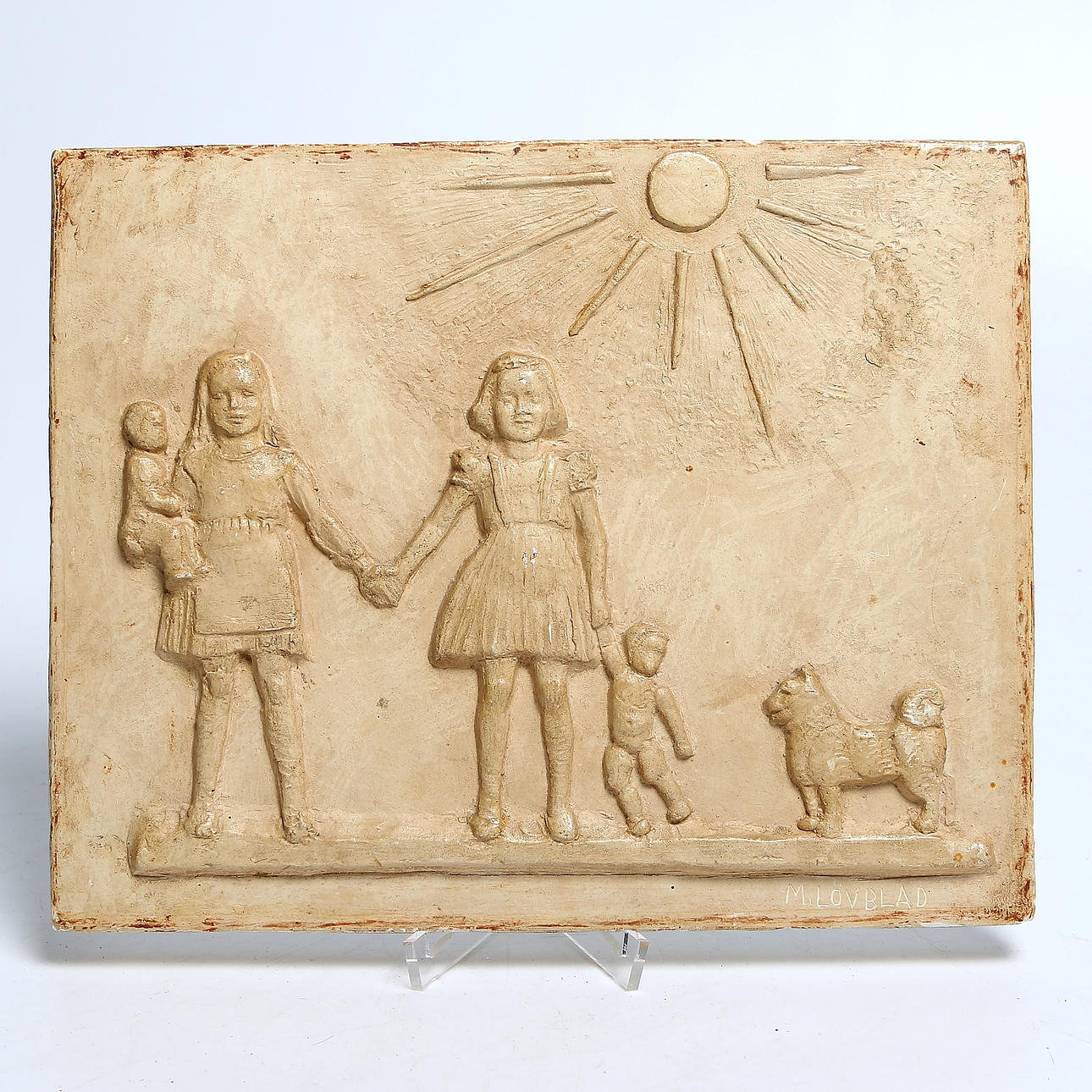 MARCUS LÖVBLAD. Relief, gips, signerad.